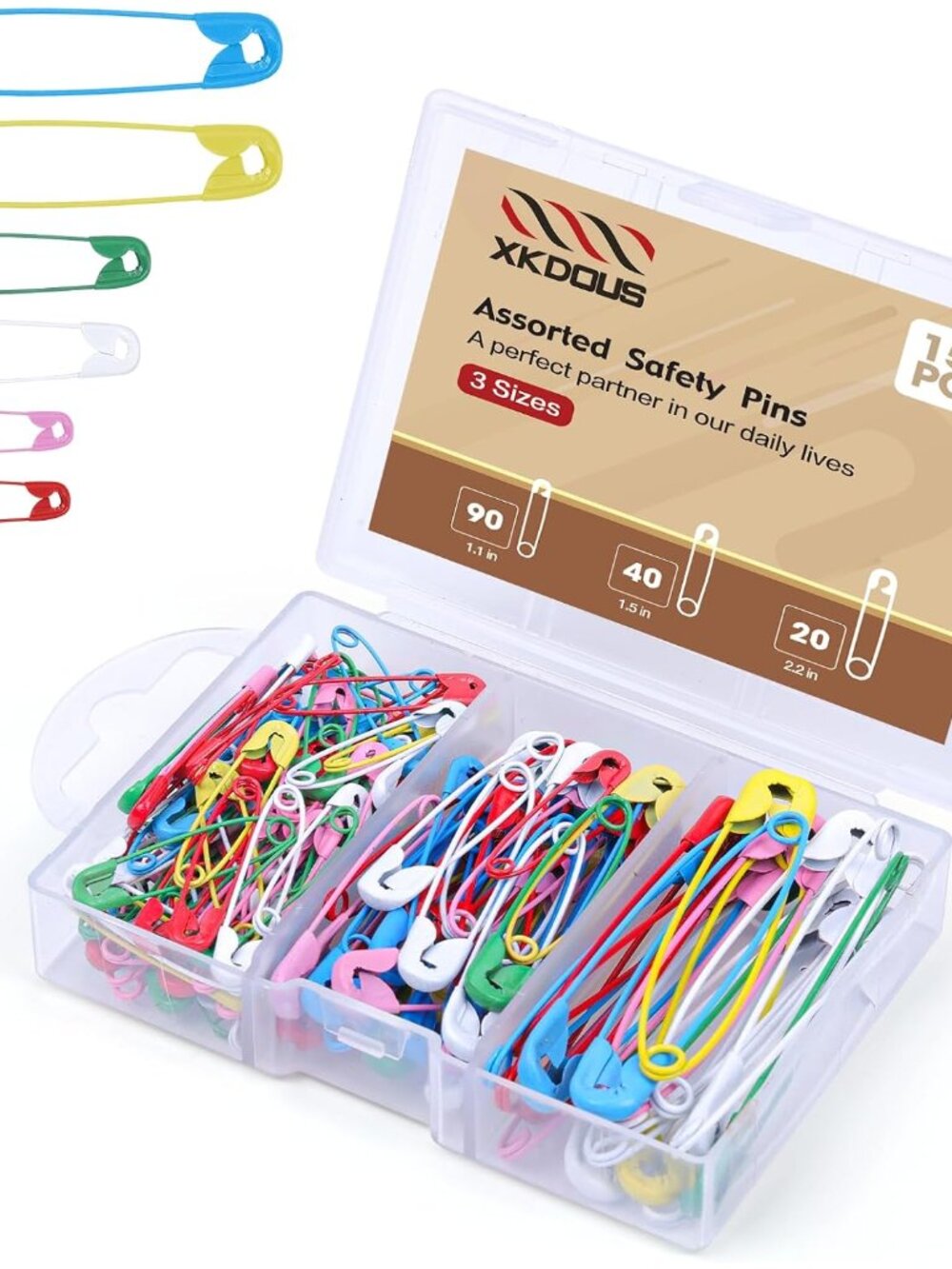 Safety Pins - 150 Pcs Assorted Sizes 6 Color Pins Bulk